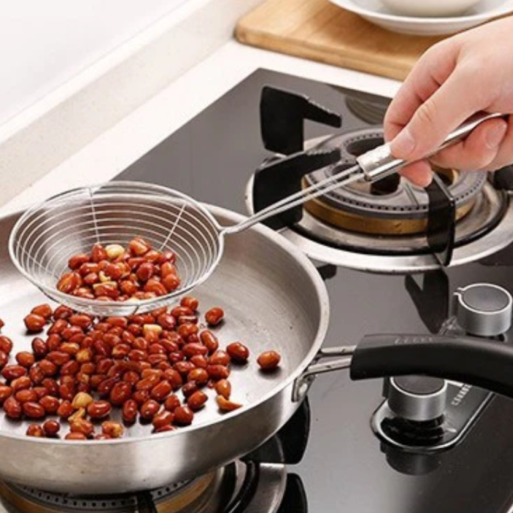 Deep Frying Strainer Spoon Mesh Net Strainer Stainless Steel Food Frying Oil Filter Pot Fry Strainer Deep Fryer