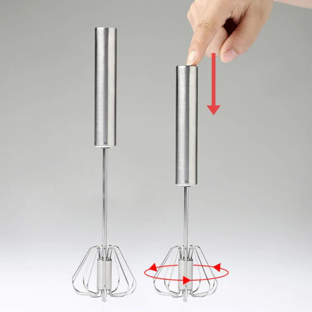 Stainless Steel Manual WhiskerStainless Steel Semi-Automatic Hand Push Egg Beater – Durable, Ergonomic, Rust-Resistant Kitchen Manual Whisker