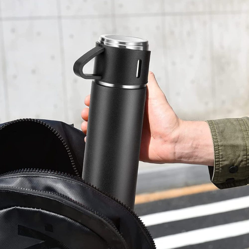 Vacuum Insulated Thermos 500ml(3pcs) With Extra 2 Cups Stainless Steel Flask Thermal Bottle