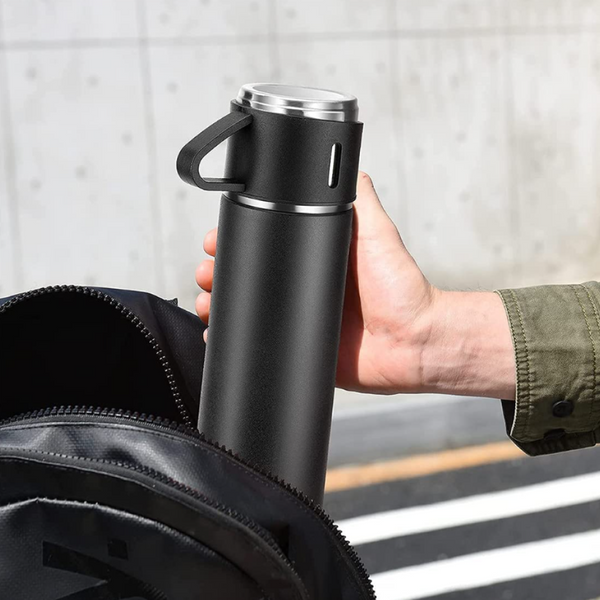 Vacuum Insulated Thermos 500ml(3pcs) With Extra 2 Cups Stainless Steel Flask Thermal Bottle