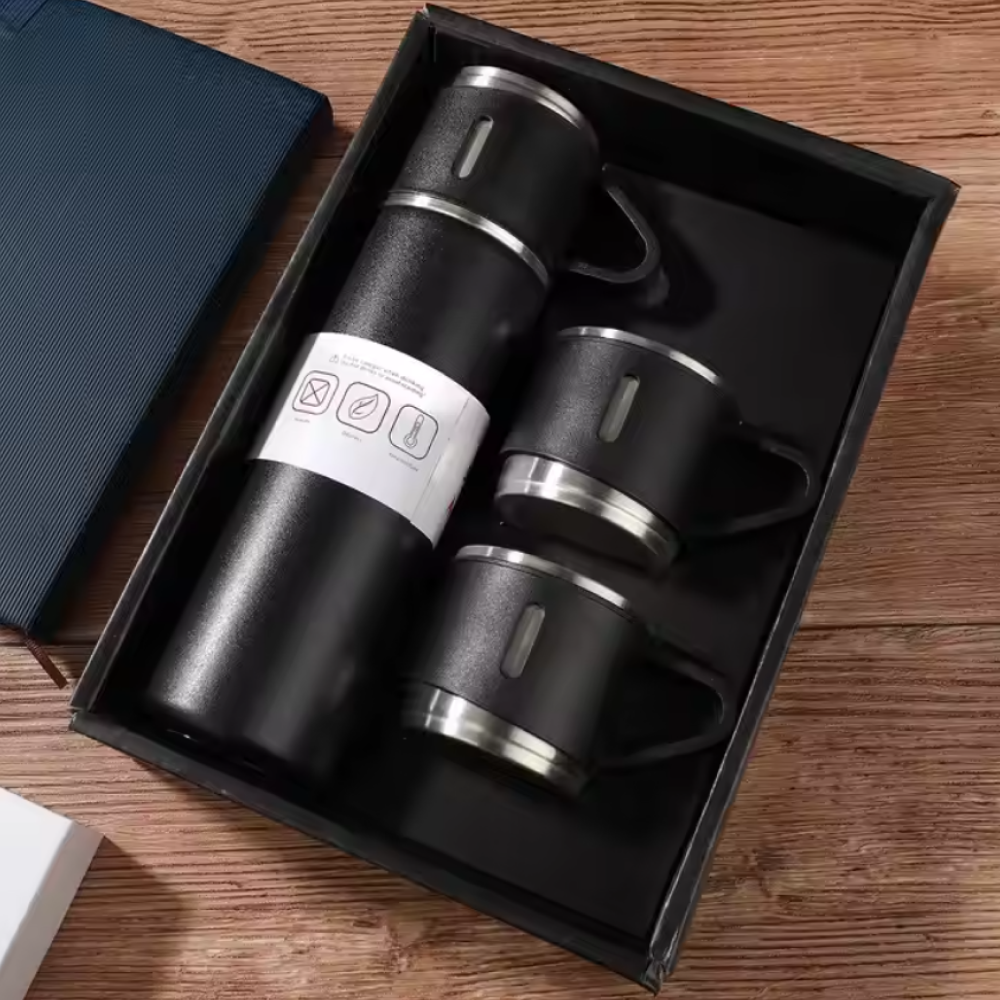 Vacuum Insulated Thermos 500ml(3pcs) With Extra 2 Cups Stainless Steel Flask Thermal Bottle