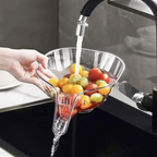 Multifunctional Kitchen Drain Basket with Spout | Transparent Vegetable Strainer & Drainage Basket