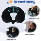 Comfort Travel Neck Pillow - Snap Design Memory Foam Neck Support for Comfortable Sleep