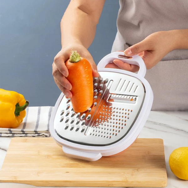 Grater for Kitchen with Storage Container 3 Blade Non-Stick Coating Shredder Square and Apple Shape Fruit Vegetable Grater Slicer Peeler Box for Kitchen