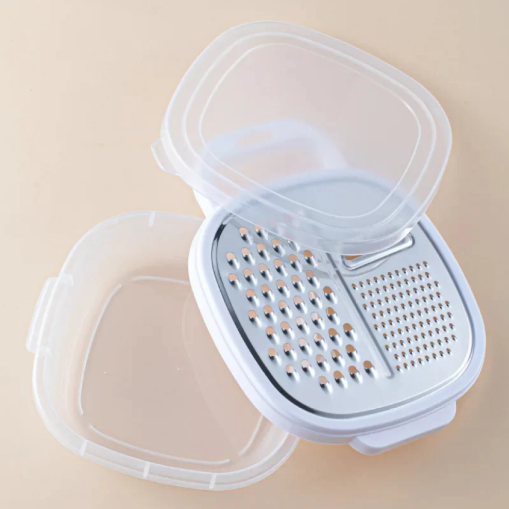 Grater for Kitchen with Storage Container 3 Blade Non-Stick Coating Shredder Square and Apple Shape Fruit Vegetable Grater Slicer Peeler Box for Kitchen