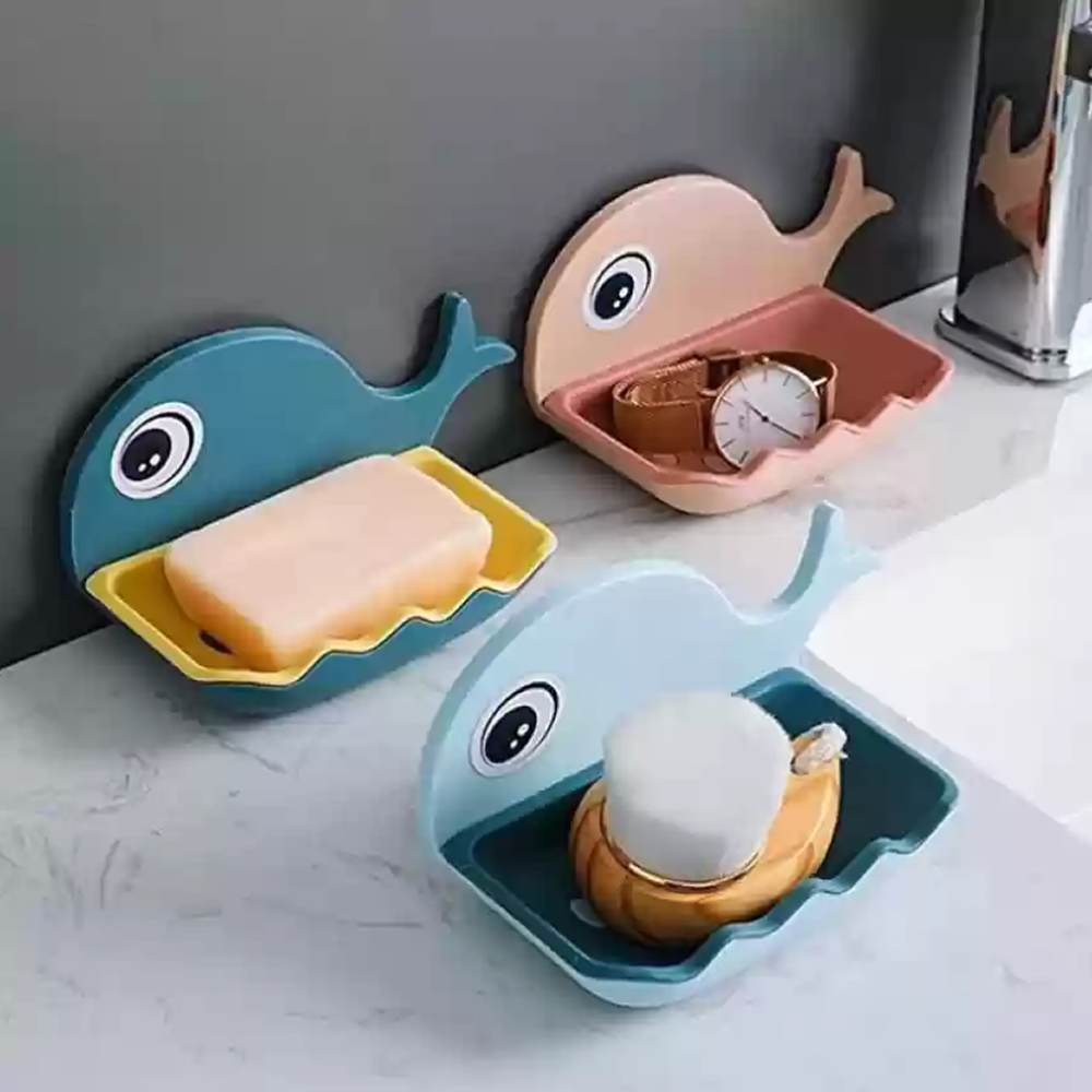 Self-Adhesive Wall Mounted Whale Shape Soap Box Holder