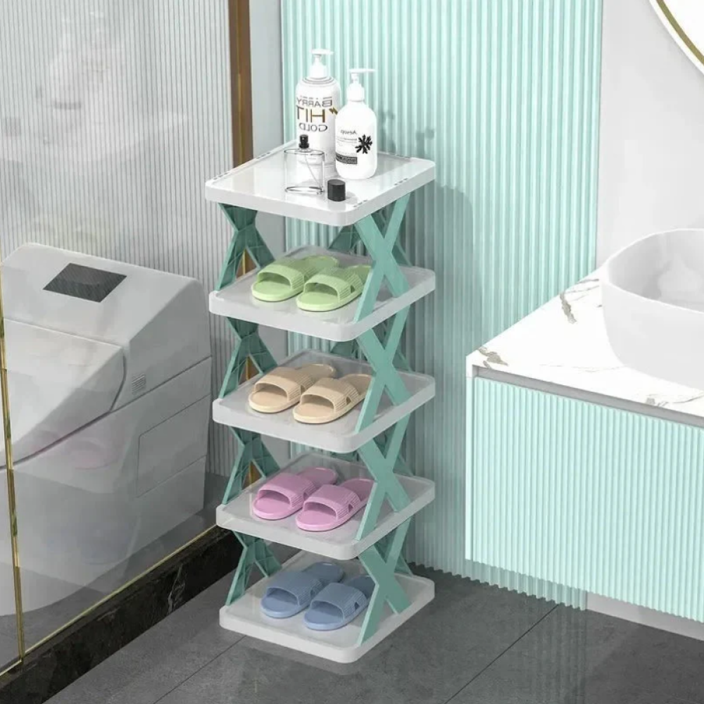Multi-Functional Rack Versatile Stackable Organizer for Shoes, X Rack, Space-Saving Plastic Cabinet